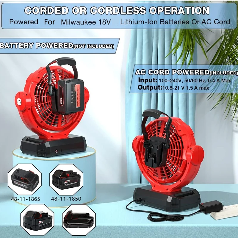 Power Tools For Construction - Ventilateur sans fil pour batterie Li-ion