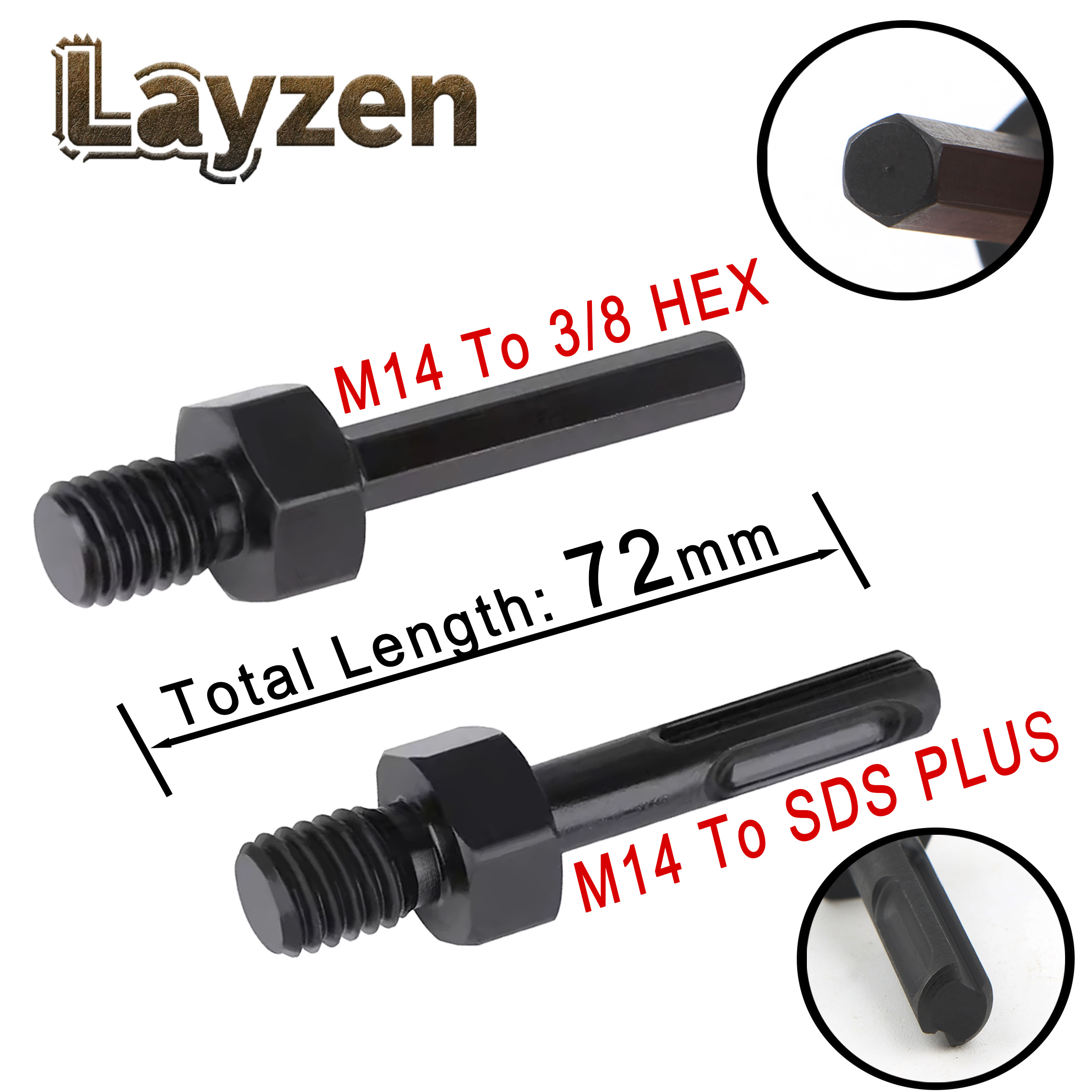 Power Tools Plus - Adaptateur Layzen M14 fileté vers hexagonal